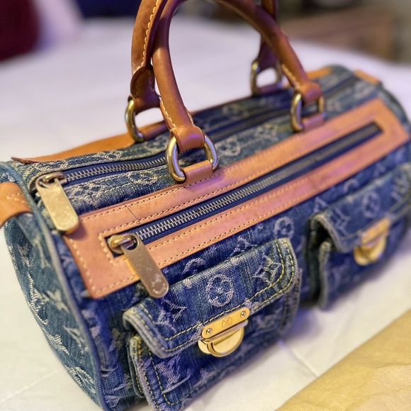 AUTHENTIC LOUIS VUITTON NEO SPEEDY DENIM HANDBAG - Picture 4 of 16